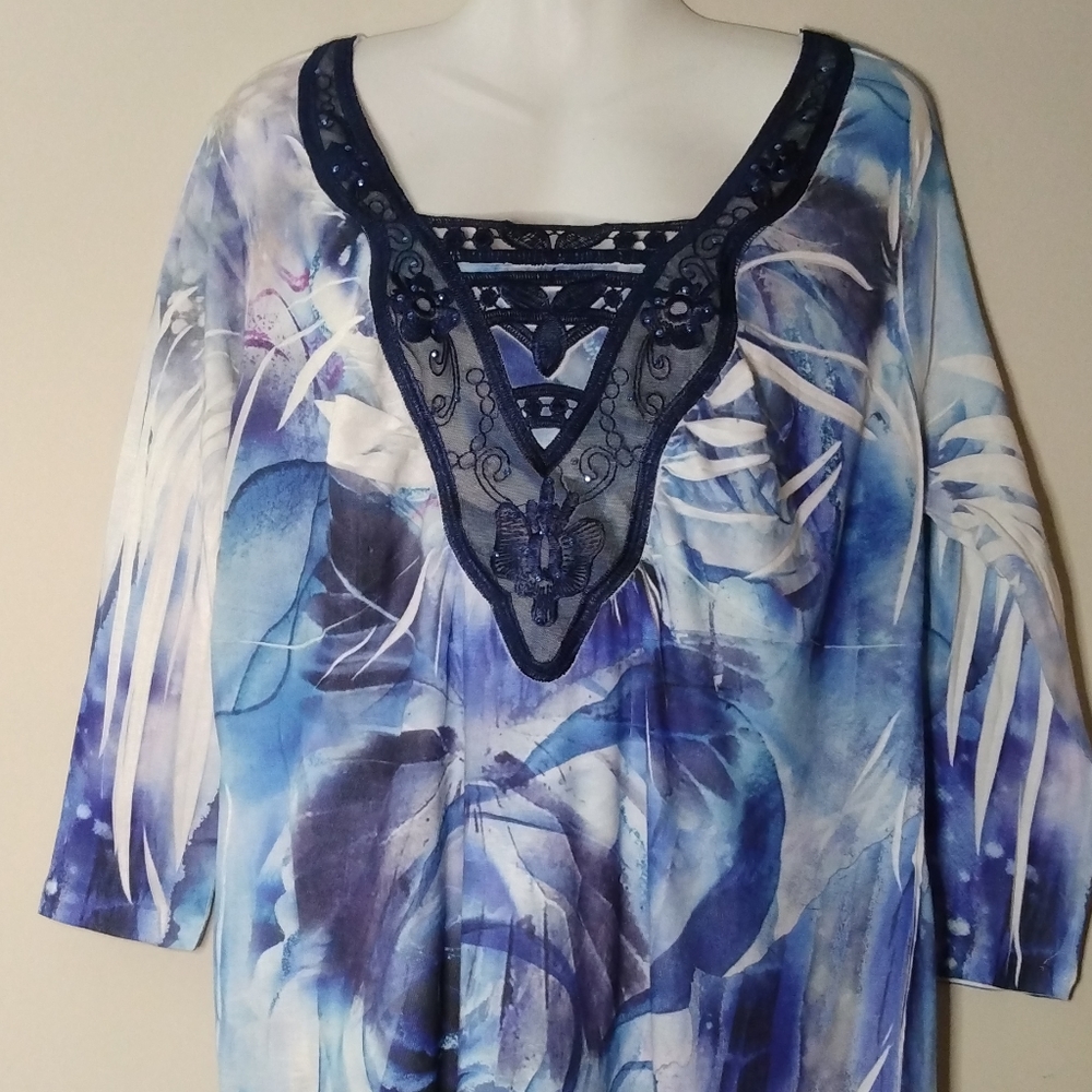 Style & Co Blouse with 3/4 sleeves neck Embellished  size 1X